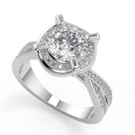 Load image into Gallery viewer, Annabelle Halo Pave 4 Prong Round Cut Diamond Engagement Ring - Nivetta