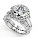 Load image into Gallery viewer, Annie Halo Bezel Set Solitaire Round Cut Diamond Engagement Ring - Nivetta