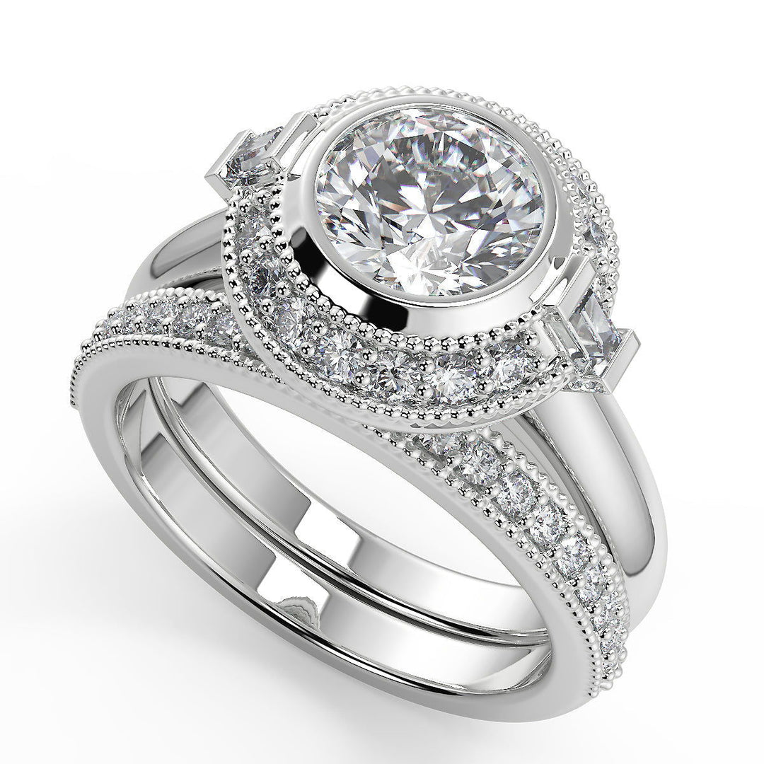 Annie Halo Bezel Set Solitaire Round Cut Diamond Engagement Ring - Nivetta