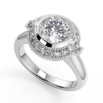 Load image into Gallery viewer, Annie Halo Bezel Set Solitaire Round Cut Diamond Engagement Ring - Nivetta