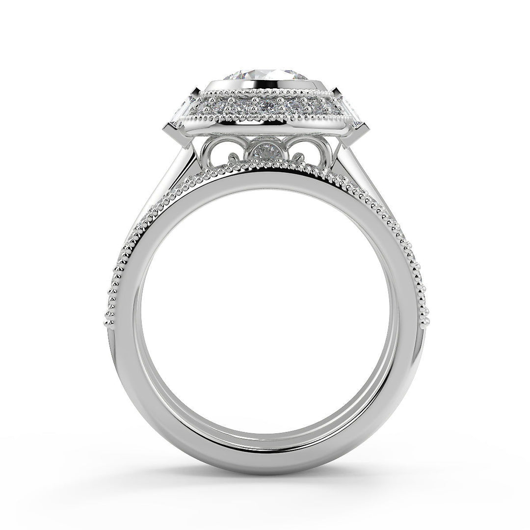 Annie Halo Bezel Set Solitaire Round Cut Diamond Engagement Ring - Nivetta