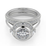 Load image into Gallery viewer, Annie Halo Bezel Set Solitaire Round Cut Diamond Engagement Ring - Nivetta