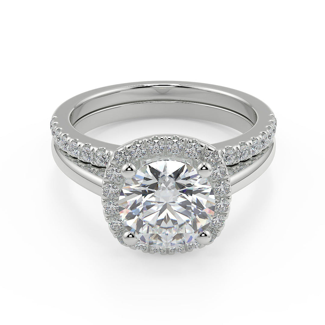Ansley Halo Round Cut Diamond Engagement Ring - Nivetta