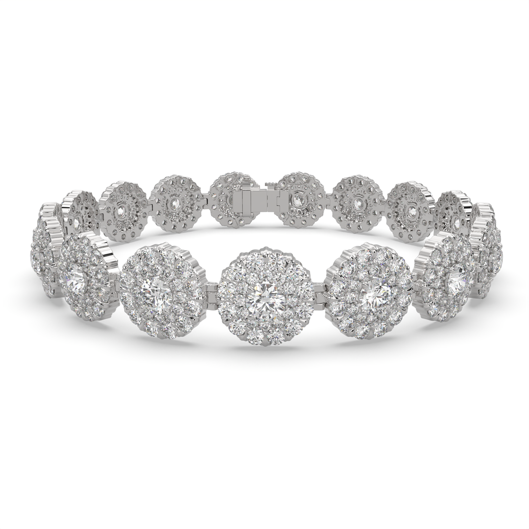 Araminta Round Cut Lab Grown Diamond Tennis Bracelet Lab Grown Halo (10 ctw) - Nivetta