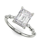 Load image into Gallery viewer, Ariana Emerald Cut Pave 4 Prong Petite Engagement Ring Setting - Nivetta