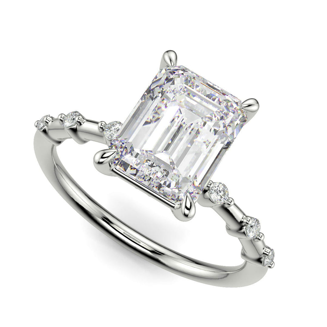Ariana Emerald Cut Pave 4 Prong Petite Engagement Ring Setting - Nivetta