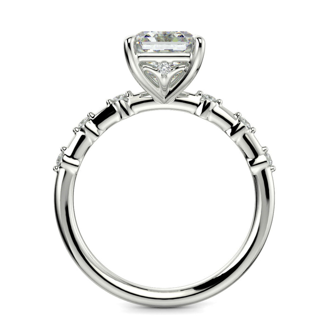 Ariana Emerald Cut Pave 4 Prong Petite Engagement Ring Setting - Nivetta