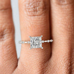 Load image into Gallery viewer, Ariana Princess Cut Pave 4 Prong Petite Engagement Ring Setting - Nivetta
