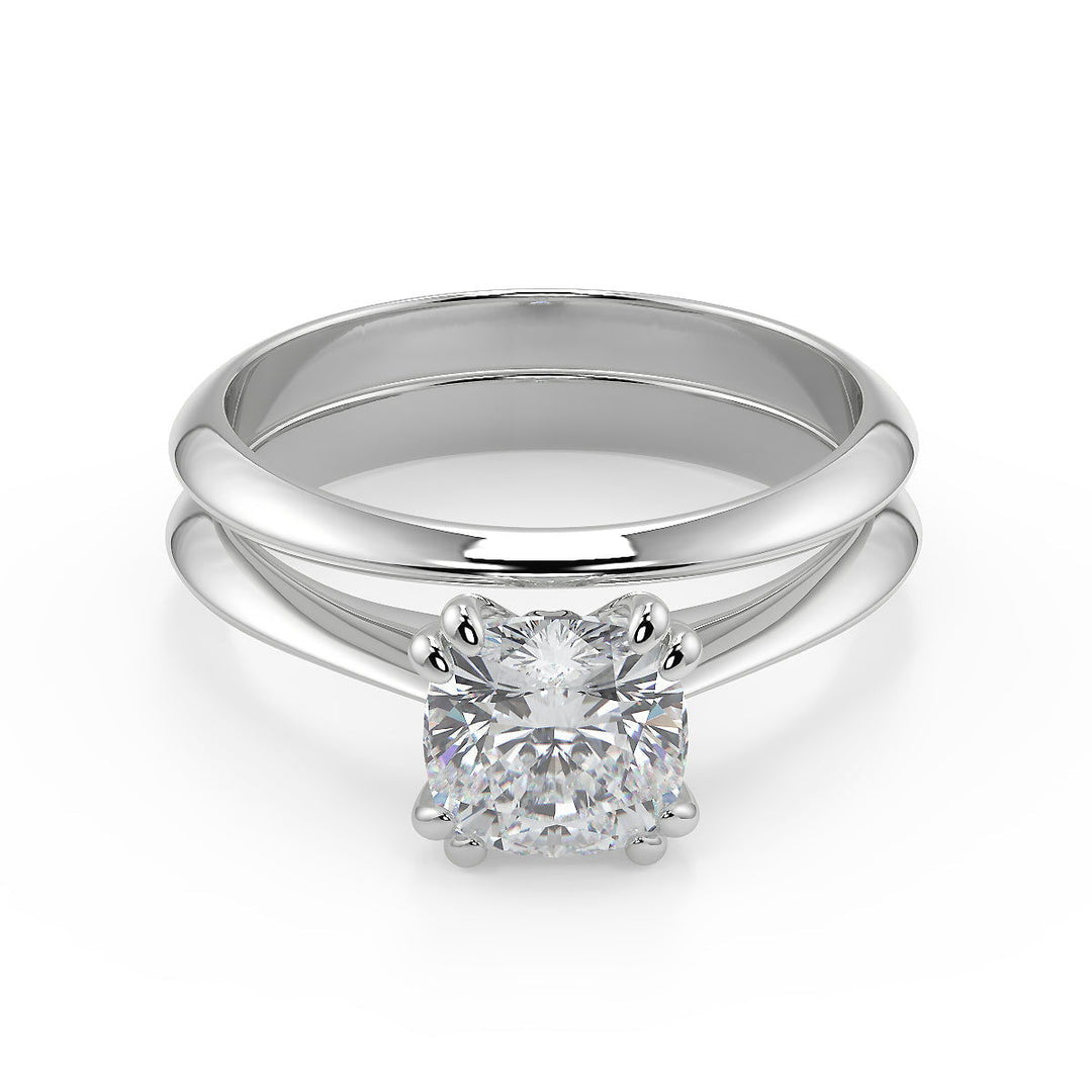 Ashlyn Double Prong Solitaire Cushion Cut Diamond Engagement Ring - Nivetta