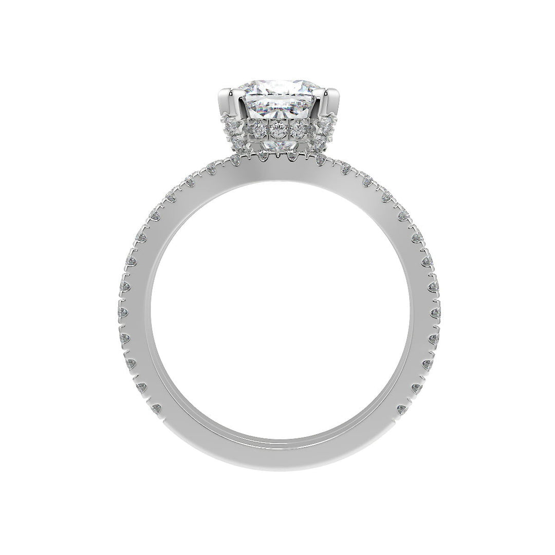 Aspen Micro French Pave Classic Cushion Cut Diamond Engagement Ring - Nivetta