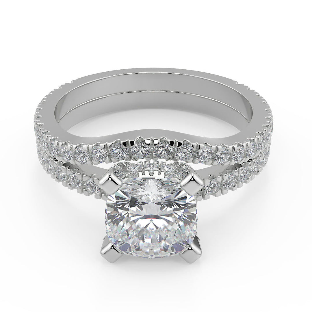 Aspen Micro French Pave Classic Cushion Cut Diamond Engagement Ring - Nivetta