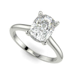 Load image into Gallery viewer, Aurora Cushion Cut Pave Hidden Halo 4 Prong Cathedral Engagement Ring Setting - Nivetta