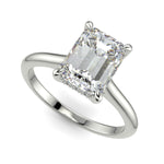 Load image into Gallery viewer, Aurora Emerald Cut Pave Hidden Halo 4 Prong-Cathedral Engagement Ring Setting - Nivetta