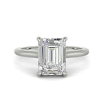 Load image into Gallery viewer, Aurora Emerald Cut Pave Hidden Halo 4 Prong-Cathedral Engagement Ring Setting - Nivetta