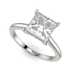 Load image into Gallery viewer, Aurora Princess Cut Pave Hidden Halo 4 Prong Cathedral Engagement Ring Setting - Nivetta