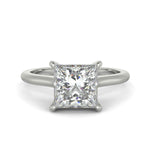 Load image into Gallery viewer, Aurora Princess Cut Pave Hidden Halo 4 Prong Cathedral Engagement Ring Setting - Nivetta