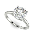 Load image into Gallery viewer, Aurora Round Cut Pave Hidden Halo 4 Prong Cathedral Engagement Ring Setting - Nivetta