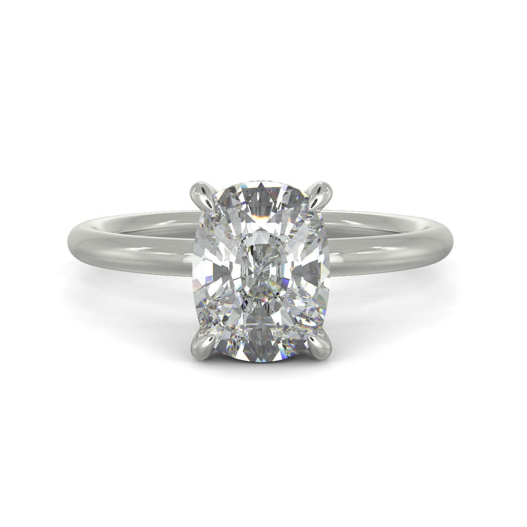 Ava Cushion Cut Pave Hidden Halo 4 Prong Engagement Ring Setting - Nivetta