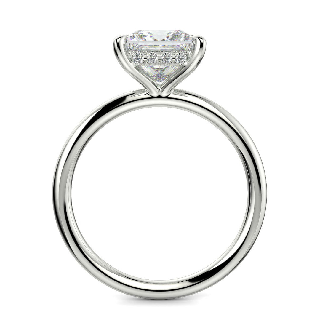 Ava Princess Cut Pave Hidden Halo 4 Prong Engagement Ring Setting - Nivetta