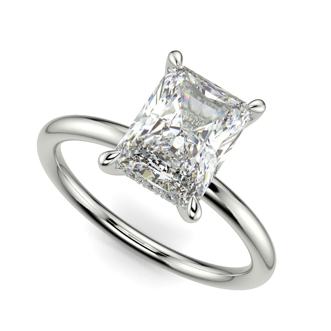 Ava Radiant Cut Pave Hidden Halo 4 Prong Engagement Ring Setting - Nivetta