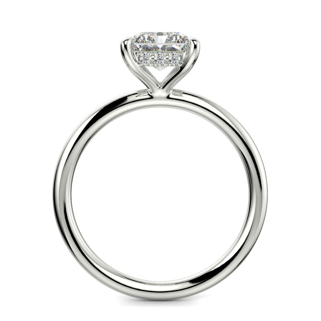 Ava Radiant Cut Pave Hidden Halo 4 Prong Engagement Ring Setting - Nivetta