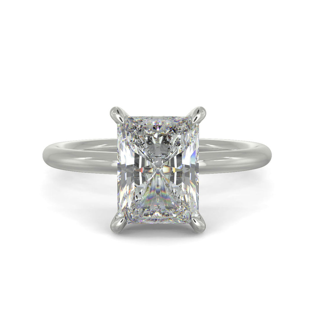 Ava Radiant Cut Pave Hidden Halo 4 Prong Engagement Ring Setting - Nivetta