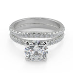 Load image into Gallery viewer, Averi French Pave Flush Fit 4 Prong Round Cut Diamond Engagement Ring - Nivetta