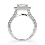 Load image into Gallery viewer, Beatrice Emerald Cut Halo Pave Knife Edge Milgrain Engagement Ring Setting - Nivetta
