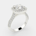 Load image into Gallery viewer, Beatrice Emerald Cut Halo Pave Knife Edge Milgrain Engagement Ring Setting - Nivetta