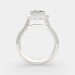 Load image into Gallery viewer, Beatrice Emerald Cut Halo Pave Knife Edge Milgrain Engagement Ring Setting - Nivetta