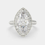 Load image into Gallery viewer, Beatrice Marquise Cut Halo Pave Knife Edge Milgrain  Engagement Ring Setting - Nivetta