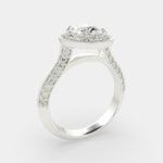 Load image into Gallery viewer, Beatrice Oval Cut Halo Pave Knife Edge Milgrain  Engagement Ring Setting - Nivetta
