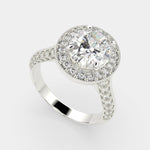 Load image into Gallery viewer, Beatrice Oval Cut Halo Pave Knife Edge Milgrain  Engagement Ring Setting - Nivetta