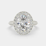 Load image into Gallery viewer, Beatrice Oval Cut Halo Pave Knife Edge Milgrain  Engagement Ring Setting - Nivetta