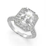 Load image into Gallery viewer, Beatrice Radiant Cut Halo Pave Knife Edge Milgrain  Engagement Ring Setting - Nivetta