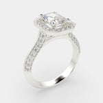 Load image into Gallery viewer, Beatrice Radiant Cut Halo Pave Knife Edge Milgrain  Engagement Ring Setting - Nivetta