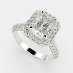 Load image into Gallery viewer, Beatrice Radiant Cut Halo Pave Knife Edge Milgrain  Engagement Ring Setting - Nivetta