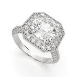 Load image into Gallery viewer, Beatrice Round Cut Halo Pave Knife Edge Milgrain Engagement Ring Setting - Nivetta