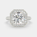 Load image into Gallery viewer, Beatrice Round Cut Halo Pave Knife Edge Milgrain Engagement Ring Setting - Nivetta
