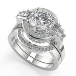 Load image into Gallery viewer, Bella Halo Baguette Accents Round Cut Diamond Engagement Ring - Nivetta