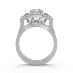 Load image into Gallery viewer, Bella Halo Baguette Accents Round Cut Diamond Engagement Ring - Nivetta