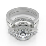 Load image into Gallery viewer, Bella Halo Baguette Accents Round Cut Diamond Engagement Ring - Nivetta