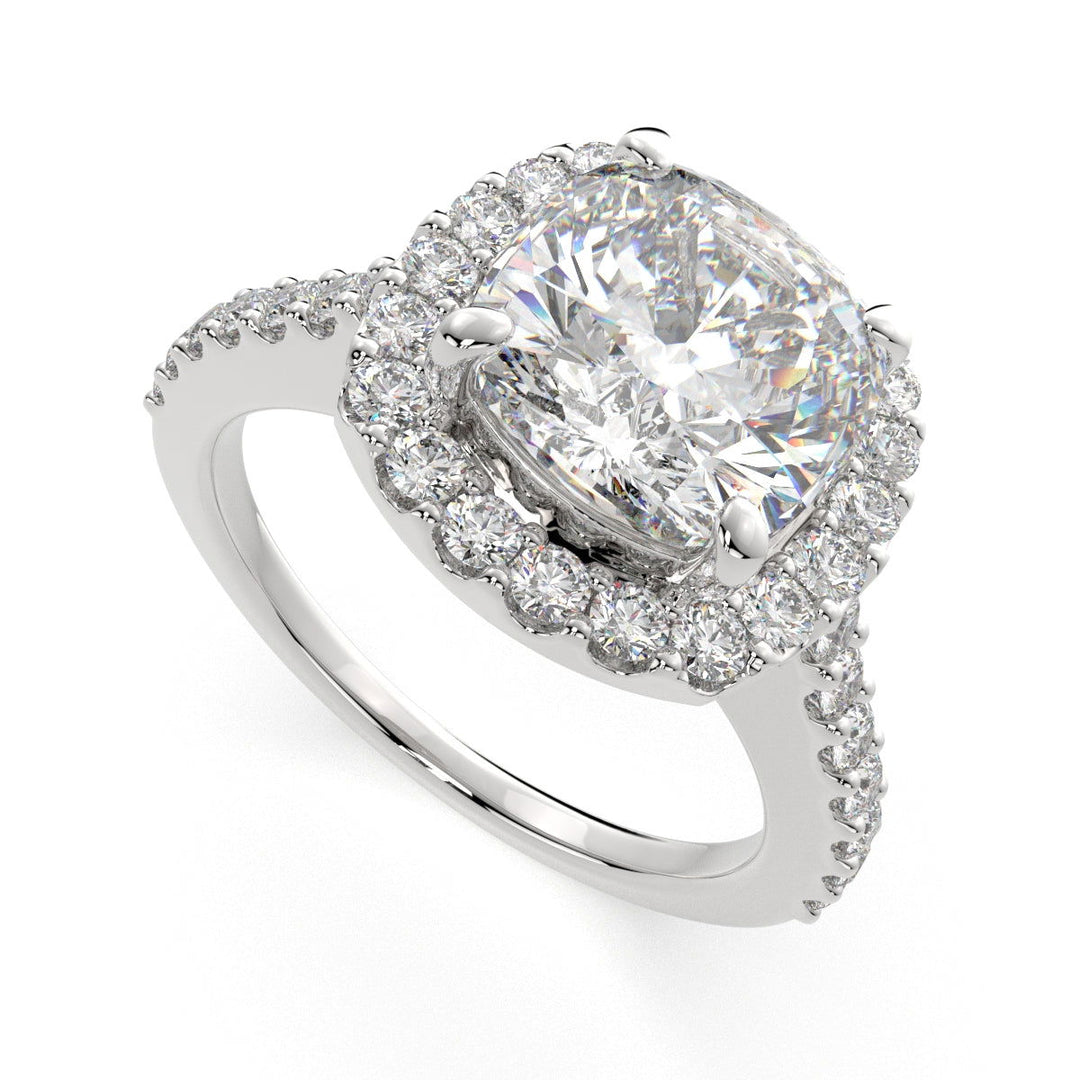 Bianca Cushion Cut Halo Pave Engagement Ring Setting - Nivetta