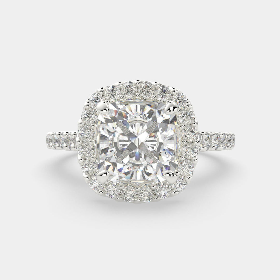 Bianca Cushion Cut Halo Pave Engagement Ring Setting - Nivetta