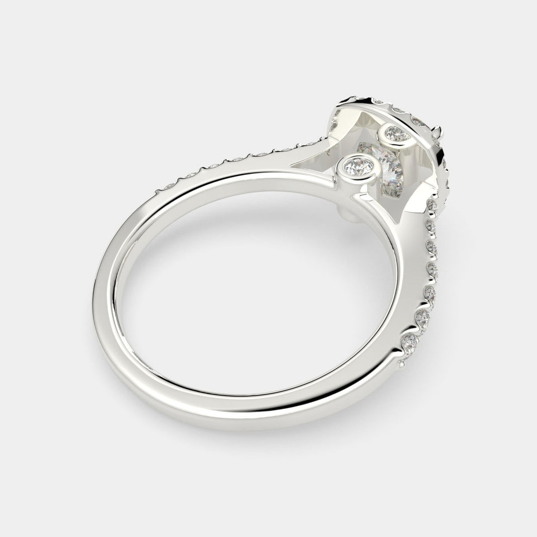 Bianca Cushion Cut Halo Pave Engagement Ring Setting - Nivetta