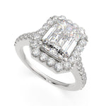 Load image into Gallery viewer, Bianca Emerald Cut Halo Pave Engagement Ring Setting - Nivetta