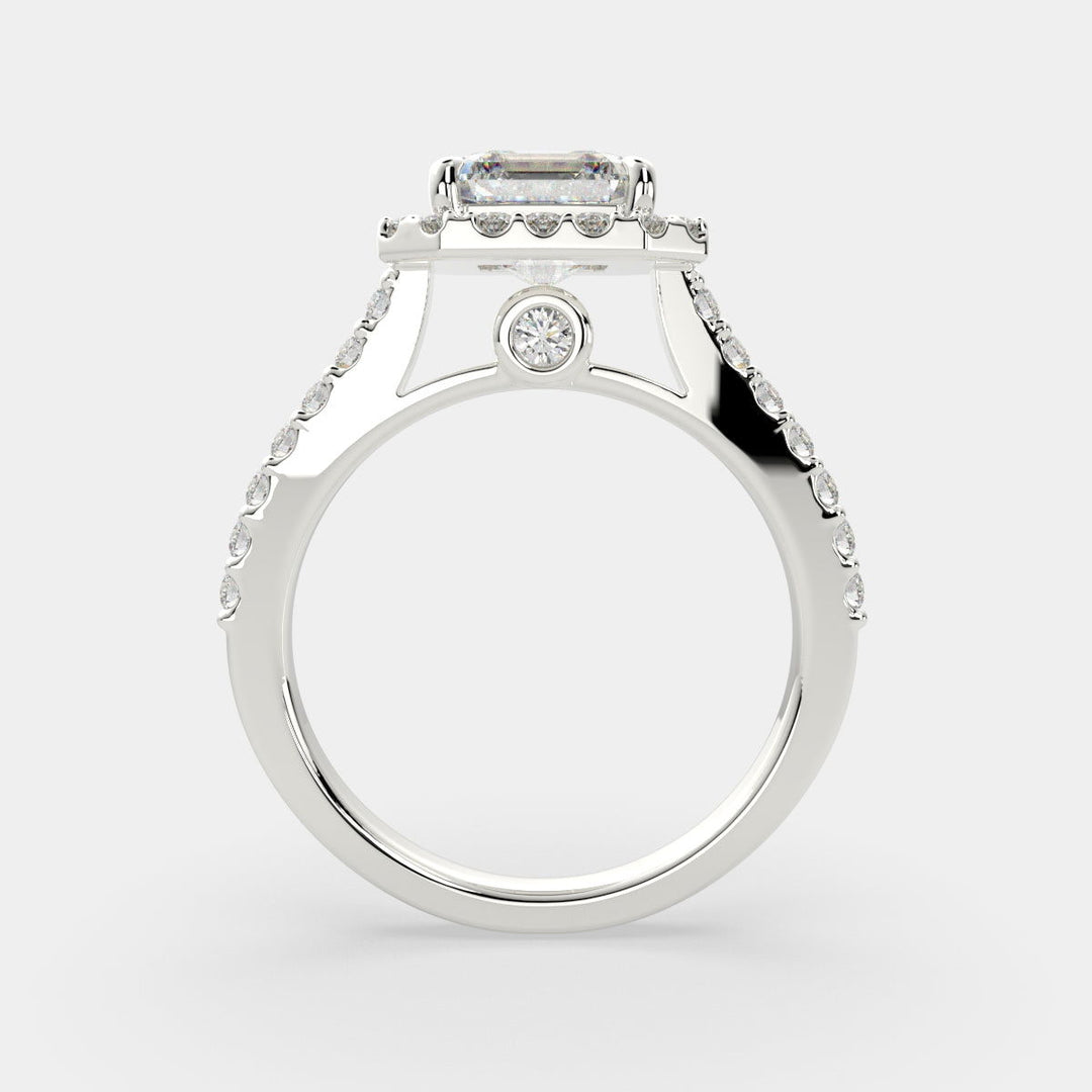 Bianca Emerald Cut Halo Pave Engagement Ring Setting - Nivetta