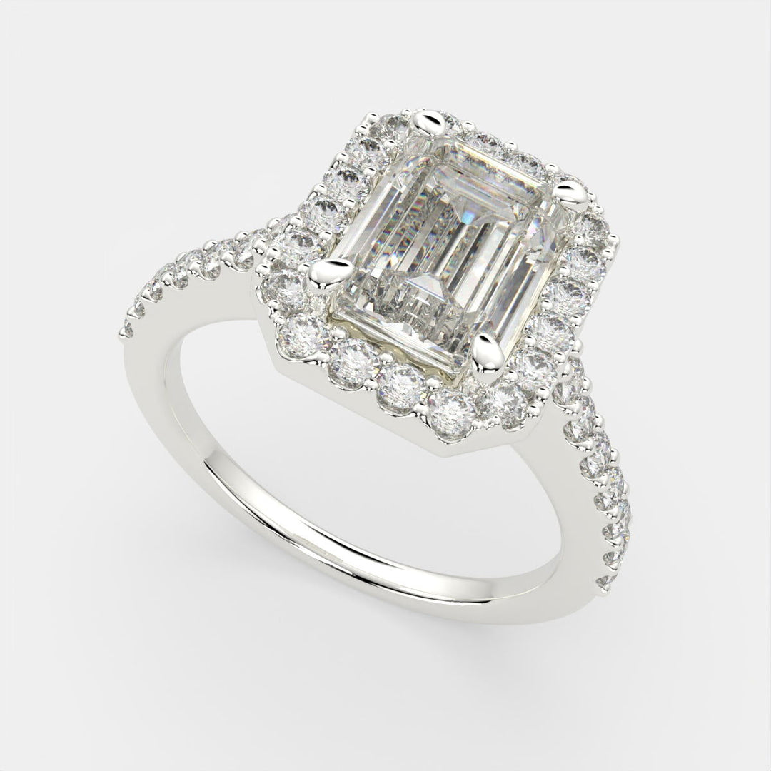 Bianca Emerald Cut Halo Pave Engagement Ring Setting - Nivetta