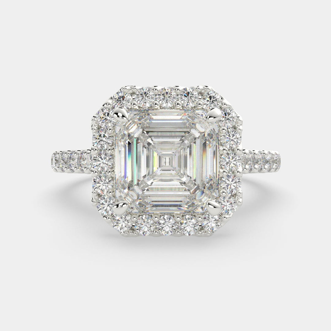 Bianca Emerald Cut Halo Pave Engagement Ring Setting - Nivetta