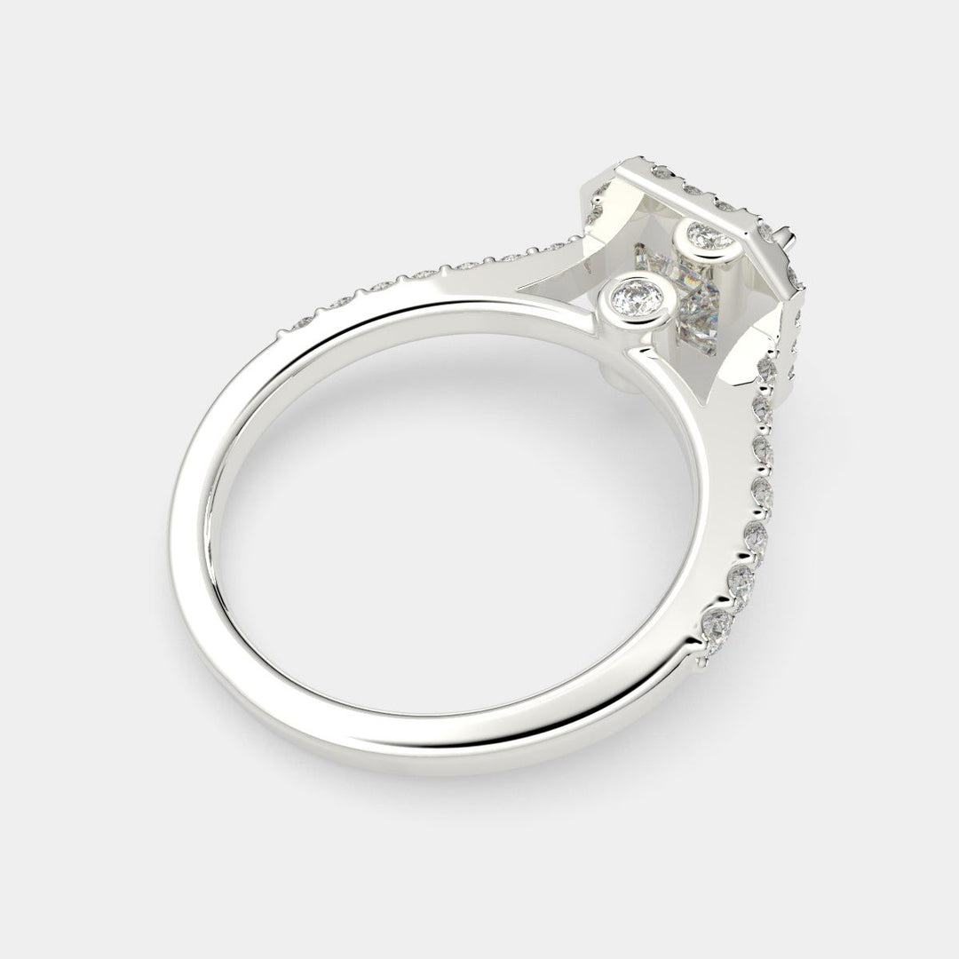 Bianca Emerald Cut Halo Pave Engagement Ring Setting - Nivetta